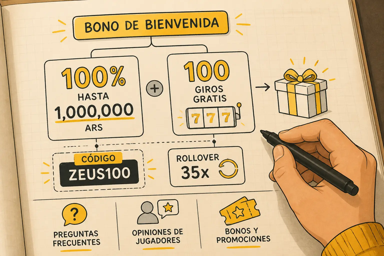 Bono de Bienvenida Casino Zeus – 100% hasta 1,000,000 ARS visual guide for Casino Zeus